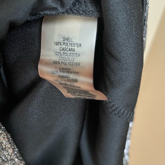 Vince Camuto Womens 0 Silver Metallic Cowl Neck Ruched Cocktail Dress - Picture 9 of 10